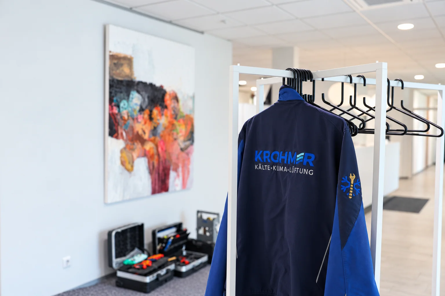Krohmer-Arbeitsjacke und Werkzeug am Einsatzort