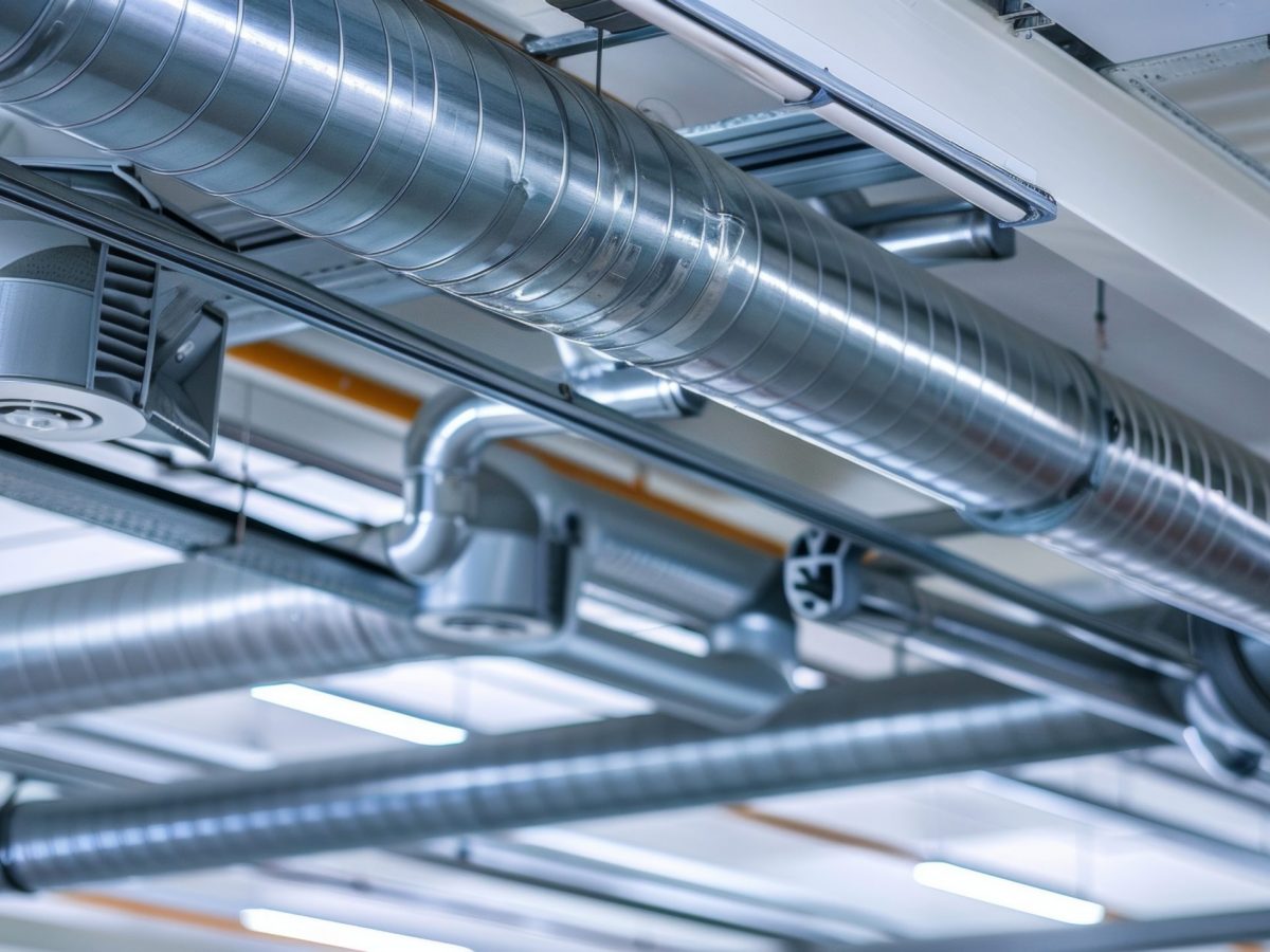 A ventilation system keeping the air clean and breathable for workers.